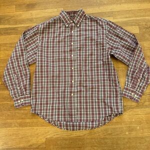 Puritan wrinkle resistant burgundy black long sleeve Oxford shirt size M
 b34